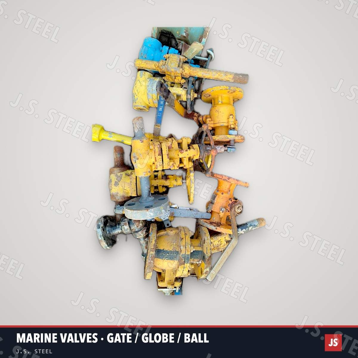 Lot of used marine gate, globe and ball valves